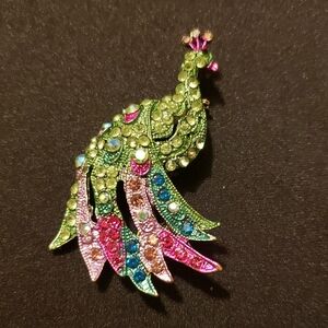 Multicolor Peacock Brooch
